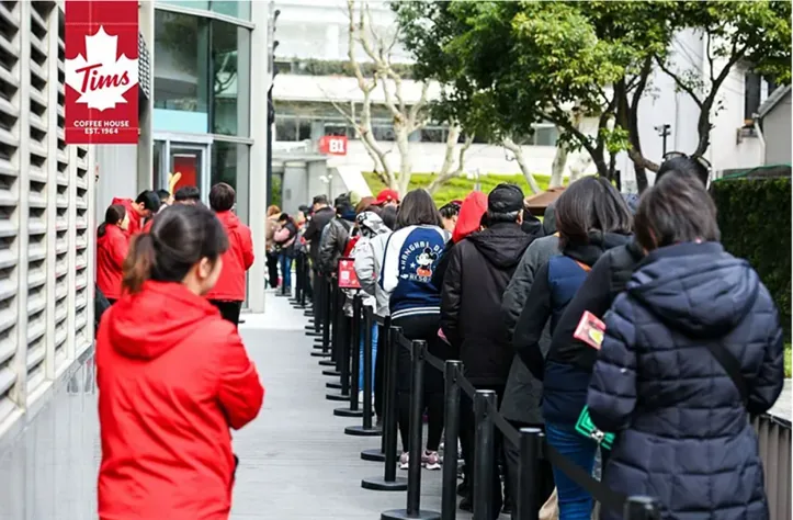 Line up at Tim Horton's first location in Shanghai.