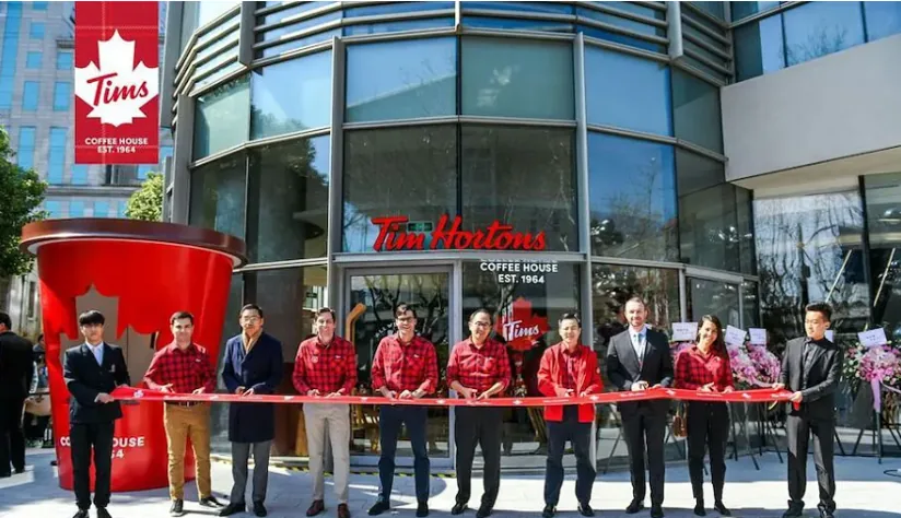 Tim Hortons opening ceremony in Shanghai.