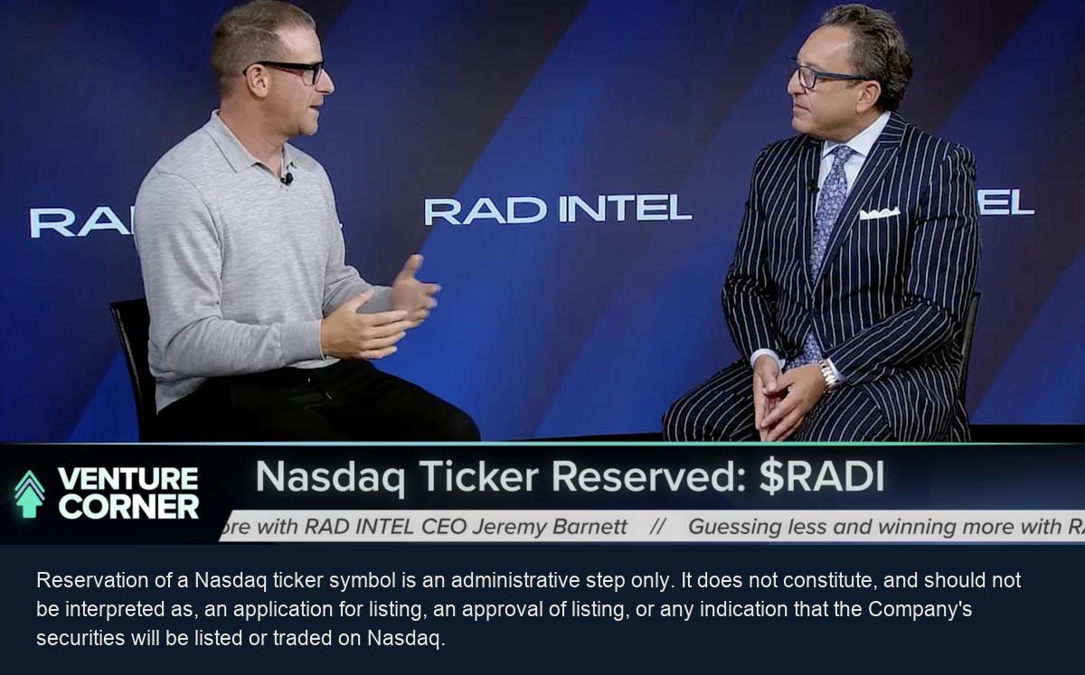 Still image from a TV interview with RAD Intel CEO Jeremy Barnett