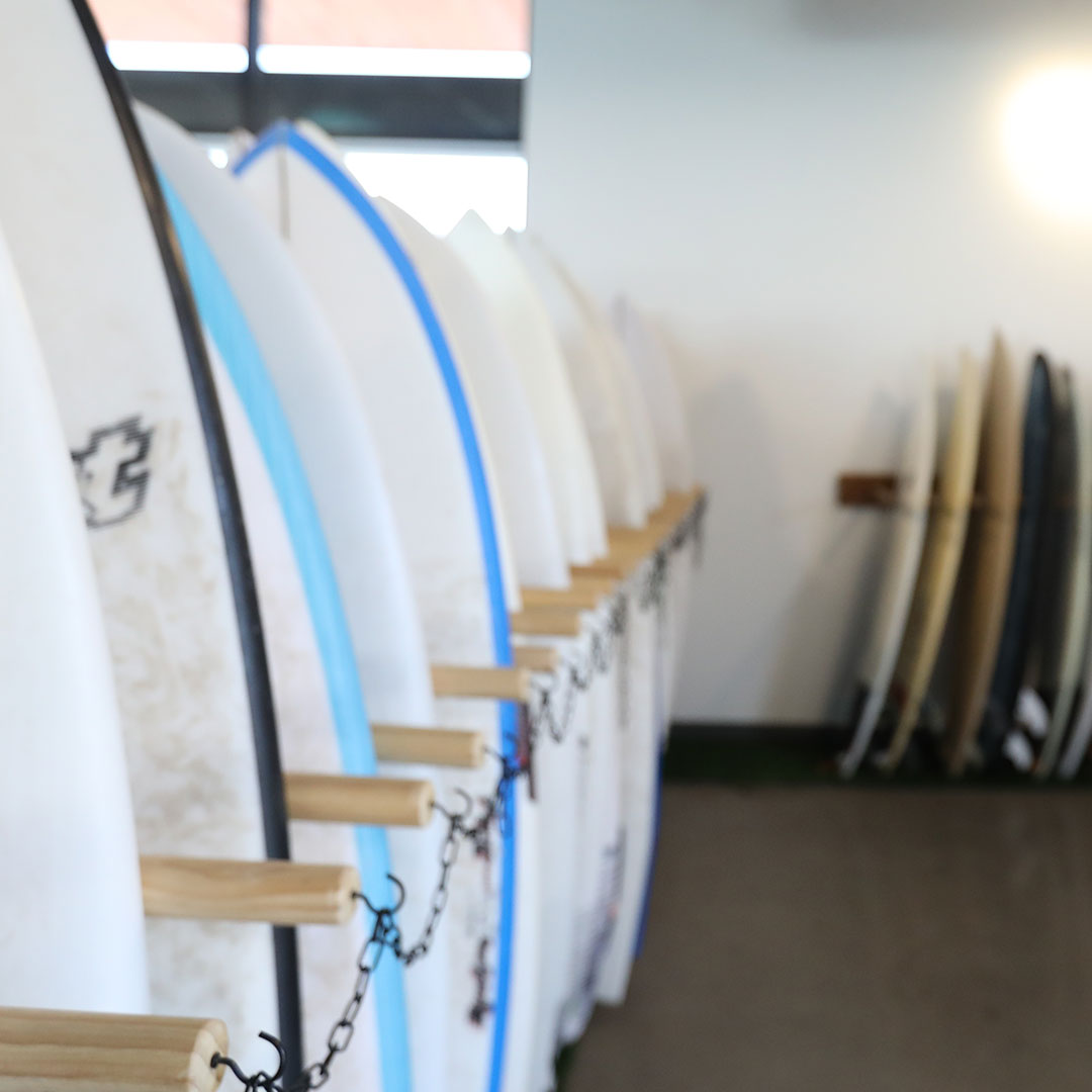 Surfboard rental wall