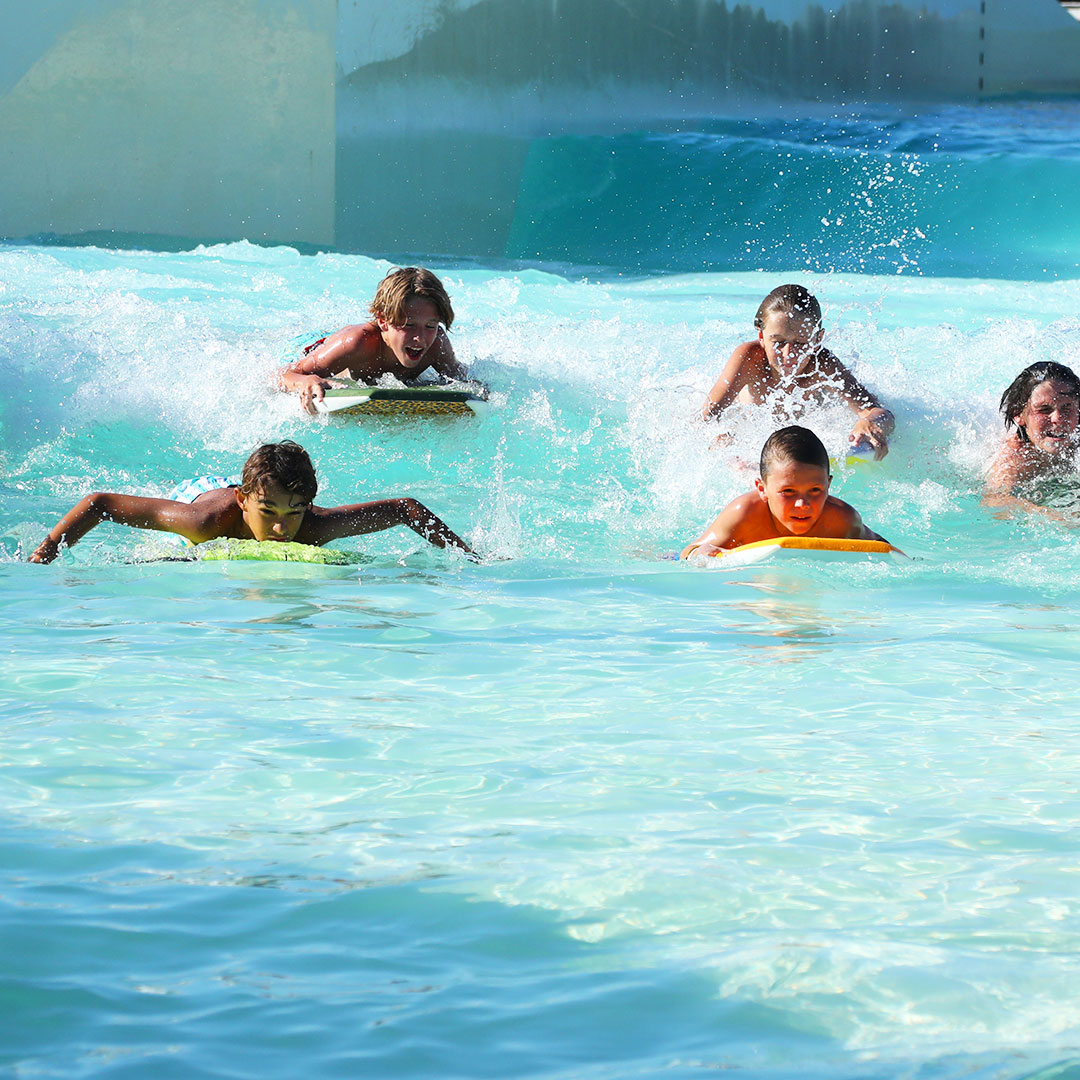 Boogie boarding in the lagoon